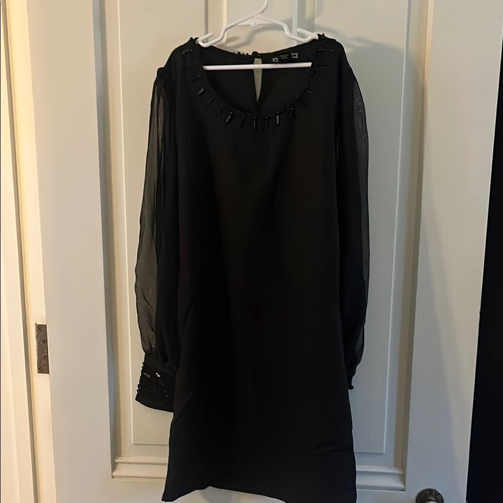 Angie Black Sheath Dress with Bishop Sleeves